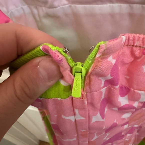 Vintage Lilly Pulitzer Green and Pink Floral Mini Dress Tropical Summer - Picture 4 of 7